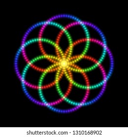 Sacred geometry, flower of life. Vector digital graphic design.