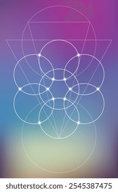 Flor de geometria sagrada da ilustração do vetor de vida. Elementos de energia esotéricos em design futurista relacionados com tarô, alquimia e astrologia