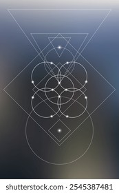 Flor de geometria sagrada da ilustração do vetor de vida. Elementos de energia esotéricos em design futurista relacionados com tarô, alquimia e astrologia