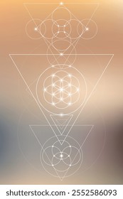 Sacred geometry flower of life vector illustration. Esoteric Energy Elements in Futuristic Design related to Tarot, Alchemy and Astrology