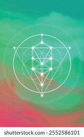 Sacred geometry flower of life vector illustration. Esoteric Energy Elements in Futuristic Design related to Tarot, Alchemy and Astrology