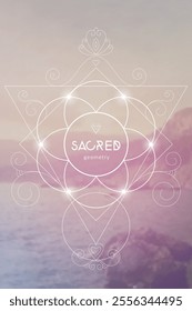 Sacred geometry flower of life vector illustration. Esoteric Energy Elements in Futuristic Design related to Tarot, Alchemy and Astrology. Golden ratio and Fibonacci row inspired design.