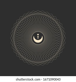 Sacred Geometry Forms with Eye. Vector illustration. Geometric Logo Design, Spirograph Lines. Alchemy Symbol, Occult and Mystic Sign. vector trend