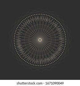 Sacred Geometry Forms with Eye. Vector illustration. Geometric Logo Design, Spirograph Lines. Alchemy Symbol, Occult and Mystic Sign. vector trend