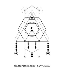Sacred geometry forms. Magical totem. Alchemy, religion, philosophy, hipster elements and logo.