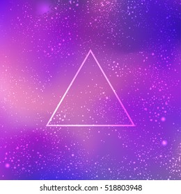 Sacred geometry forms on space background, shapes of lines, logo, sign, symbol. Geometric patterns. Geometry symbolic. Vector isolate geometric shapes. Futuristic vector illustration in neon colors.