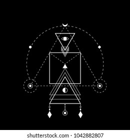 Sacred geometry forms, shapes of lines, logo, sign, symbol.