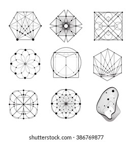 Sacred geometry forms, shapes of lines, logo, sign, symbol. Geometric patterns. Geometry symbolic.