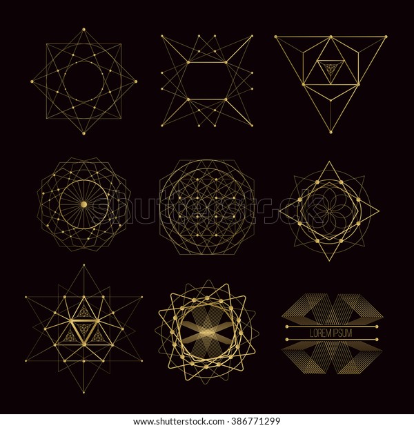 Sacred geometry forms, shapes of lines, logo,\
sign, symbol.