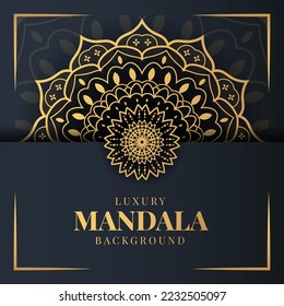 Sacred geometry golden luxury islamic arabesque flower mandala art pattern background design