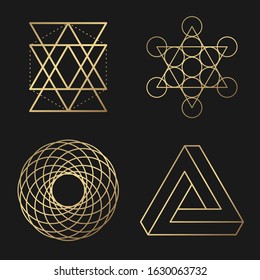 Sacred geometry golden vector design elements collection