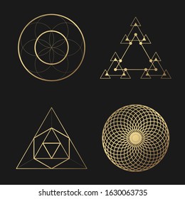 Sacred geometry golden vector design elements collection