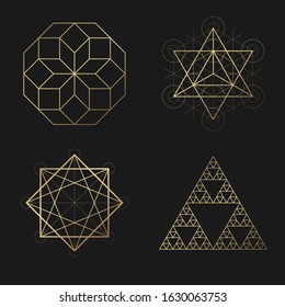 Sacred geometry golden vector design elements collection