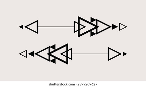 Sacred geometry. Graphic illustration of a shaman's totem arrow. Triangle symbol. Geometric runic symbol. Alchemy, religion, philosophy, astrology and spirituality. Vector illustration.