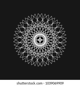 Sacred geometry. Graphic image of the mechanism of time. Theory of eternity. Alchemy, religion, philosophy, astrology and spirituality themes. Vector illustration.
