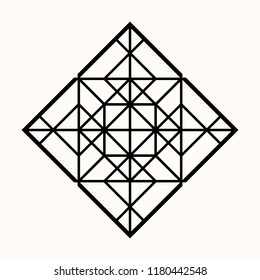 Sacred Geometry. Graphic Linear Rhombus. Secret Symbol Of Geometry. Triangular Symbol. Labyrinth Of Illuminates. Alchemy; Religion; Philosophy; Astrology And Spirituality. Vector Illustration.