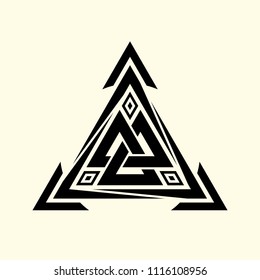 Sacred geometry. Graphic linear triangle. The crossed triangles. Sacred symbol of Vikings. Ancient sacral sign of Celts. Alchemy; religion; philosophy; astrology and spirituality. Triskele. Vector. 