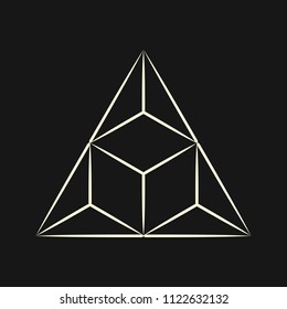 Sacred geometry. Graphic linear triangle. Triangular symbol of life. Secret symbol of geometry. Maya pyramid. Alchemy; religion; philosophy; astrology and spirituality. Vector illustration.