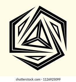Sacred geometry. Graphic linear triangle. Sacred symbol of Vikings. Ancient sacral sign of Celts. Alchemy; religion; philosophy; astrology and spirituality. Triskele. Vector illustration.