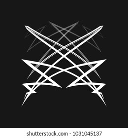 Sacred geometry. The graphic representation of the crossed lightnings. Theory of strings. Alchemy, religion, philosophy, astrology and spirituality themes. Vector illustration.