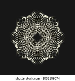 Sacred geometry. Graphic representation of music of flowers. Theory of strings. Alchemy, religion, philosophy, astrology and spirituality themes. Vector illustration.