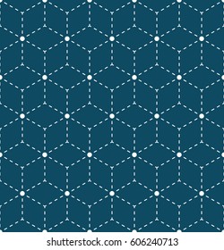 sacred geometry grid graphic deco hexagon dashed pattern