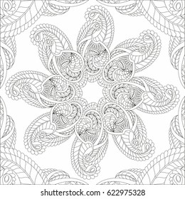 Sacred geometry. Hand Drawn Vector illustration. Coloring Book For Adults.