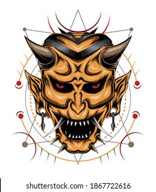 sacred geometry with hannya mask