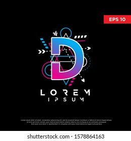 sacred geometry initial letter d logo, modern icon, template design