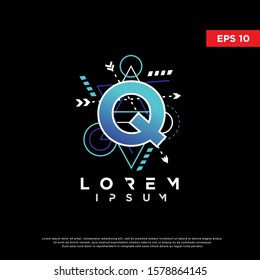 sacred geometry initial letter q logo, modern icon, template design