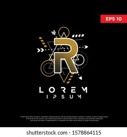 sacred geometry initial letter r logo, modern icon, template design
