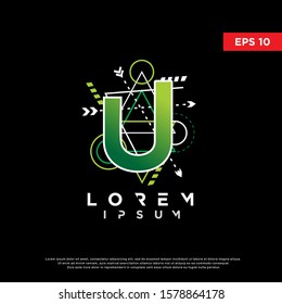 sacred geometry initial letter u logo, modern icon, template design