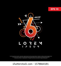 sacred geometry initial number 6 logo, modern icon, template design