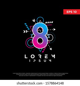 sacred geometry initial number 8 logo, modern icon, template design