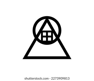 Sacred Geometry, Judgement tarot symbol, geometric alchemical sign, vector isolated on white background 