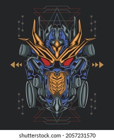 Sacred geometry king robot illustration