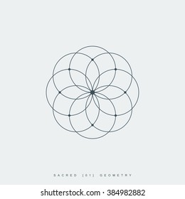 sacred geometry. lotus flower. mandala ornament. esoteric or spiritual symbol. isolated on white background. vector illustration