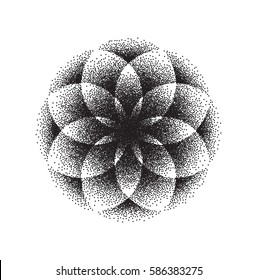 Sacred Geometry. Lotus Flower.  Mandala Ornament / Pattern. Esoteric Symbol - Flower of Life. Isolated on White Vector Illustration.