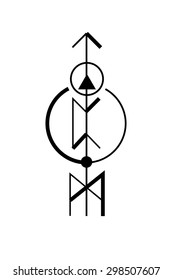 Sacred geometry - magic runic symbol - tattoo art - stock vector