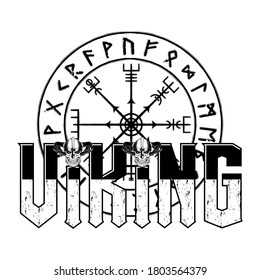 Sacred geometry. Magic runic symbols that appeared in the early Middle Ages in Iceland. Is a few, or multiple, intertwined runes. Magic Navigation Vikings Compass. Runic Talisman. Vector illustration.