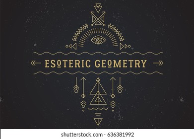 Sacred Geometry Magic Totem, Esoteric And Alchemy Background 