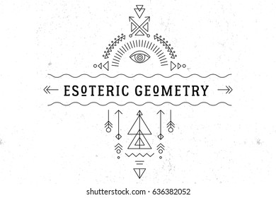 Tótem mágico de geometría sagrada, fondo esotérico y alquimista 