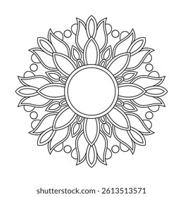 Sacred Geometry Mandala in Black and White Coloring Book Page