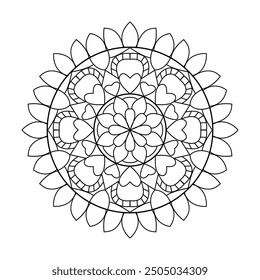 Sacred Geometry mandala coloring book page. Easy Mandala Coloring Book Pages for Adults to Relax, Experiences Give Relief. Resizeable Vector File