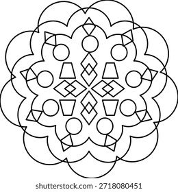 Mandala de geometría sagrada inspirado en el equilibrio espiritual y la armonía. Diseñado con un trabajo de línea preciso para el yoga, la meditación y la marca holística.
