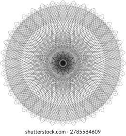 Sacred Geometry Mandala, Intricate Linear Vector Pattern. A perfectly symmetrical and balanced geometric illustration based on ancient mathematical principles. Ideal for yoga studio branding, spiritual meditation, zen-inspired interior design, mystical poster art, and modern mindfulness stationery. High-quality vector asset, clean line work, print-ready.