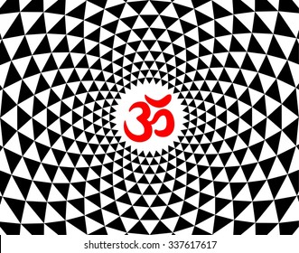 Sacred geometry, mandala vector illustration background with om symbol