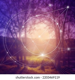 Sacred geometry. Mathematics, nature, and spirituality  in space. Fibonacci row. There is no beginning and no end of the Universe, and no beginning and no end of the Life and the Bliss.