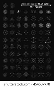 Sacred Geometry Mega Bundle. 72 Elements. Vector Illustration