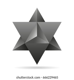 Sacred geometry. merkaba thin line geometric triangle shape. esoteric or spiritual symbol. isolated on white background. Star tetrahedron icon